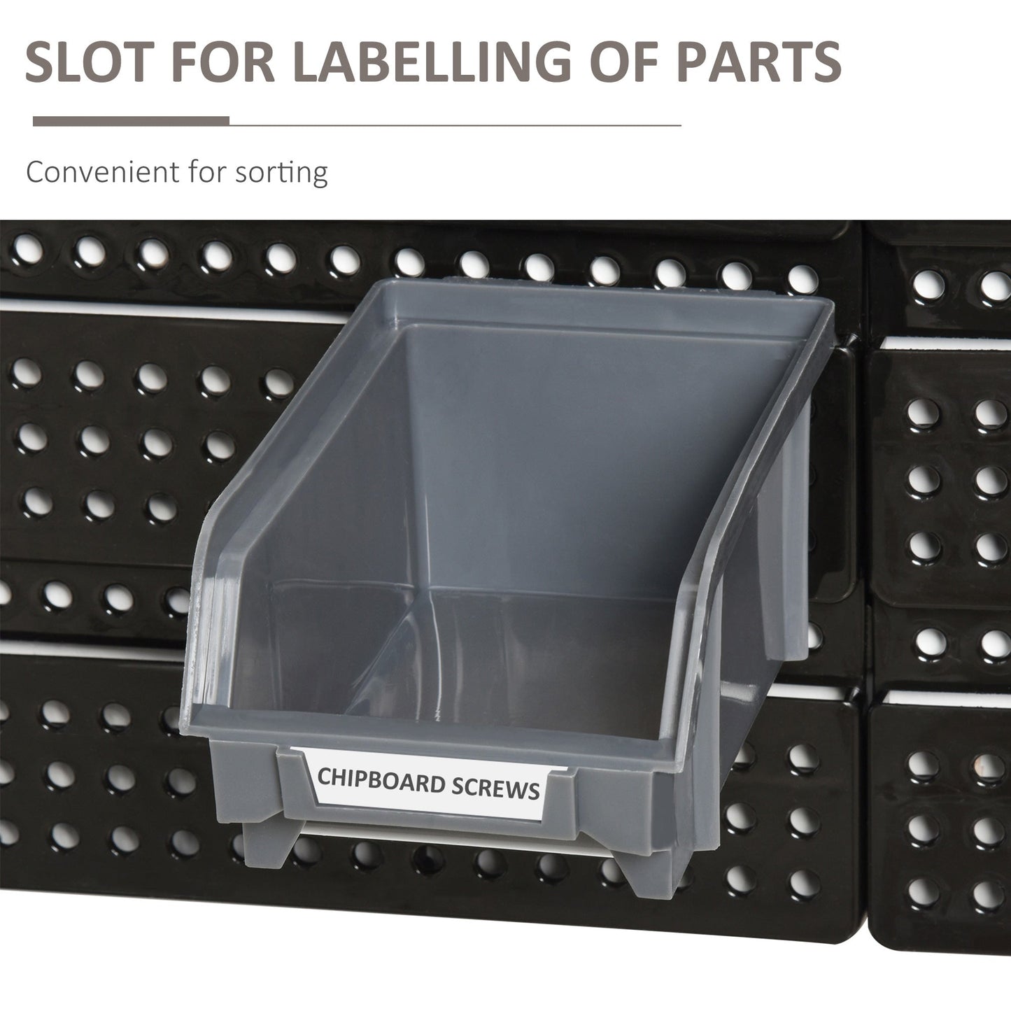 PP Wall Mounted 30-Compartment Tool Hardware Organiser Red/Grey