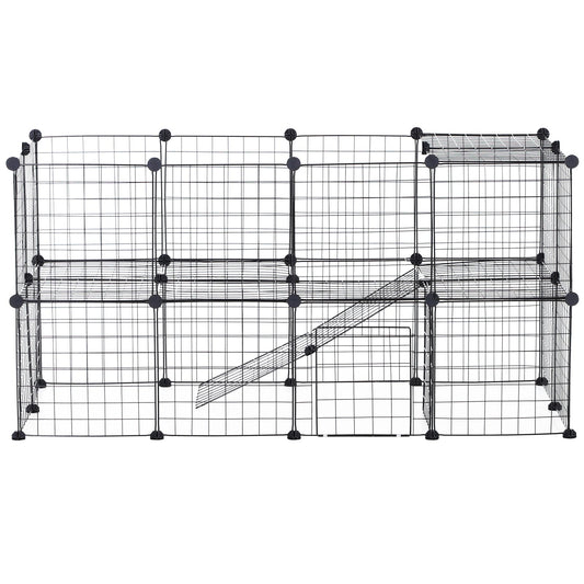 Small Animal Playpen with Mallet, Connectors and Cable Ties Metal Mesh 36 pcs