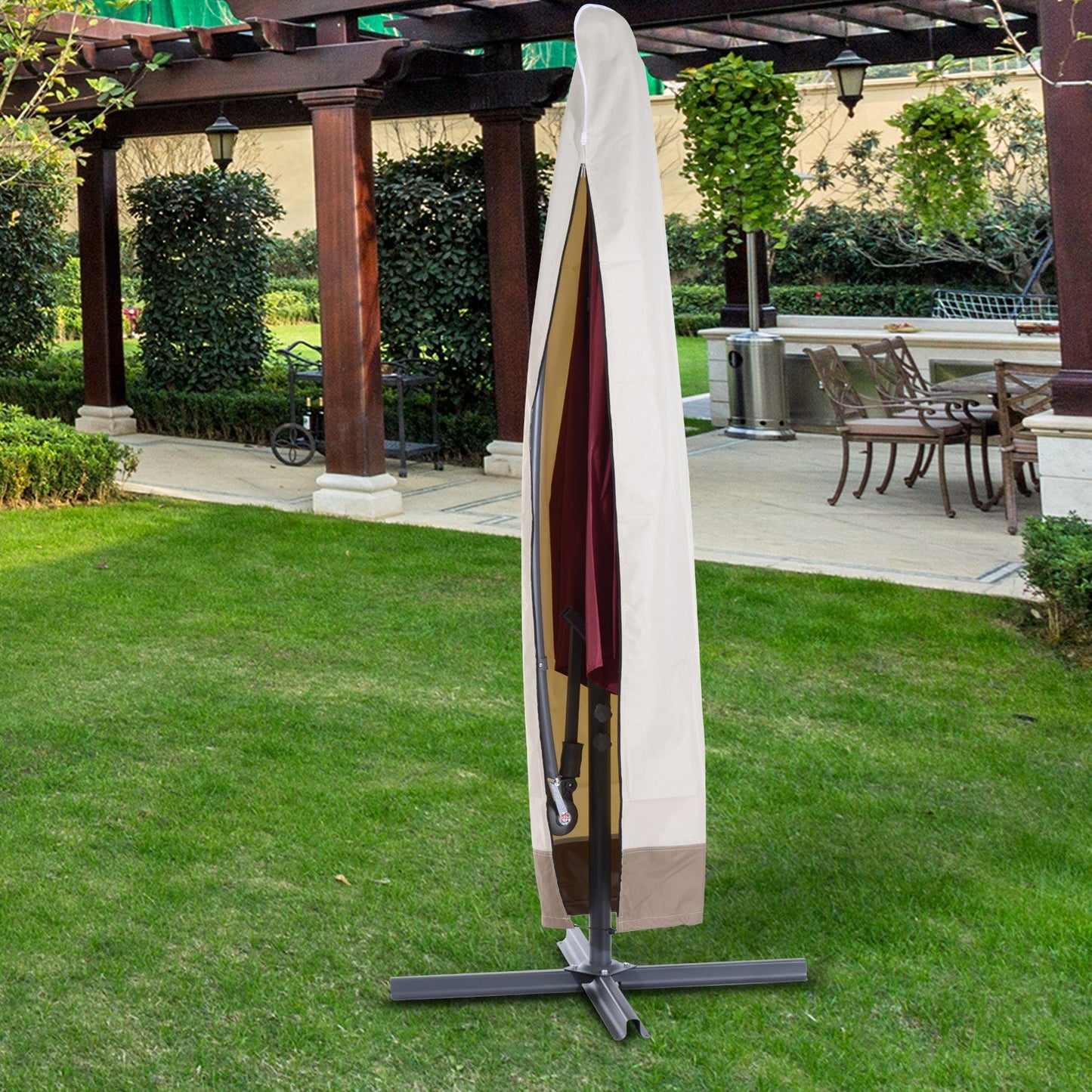 Waterproof Parasol Cover Deluxe Patio Furniture Market Banana Umbrella Cantilever Protector Rain Dust Protective w/Zip