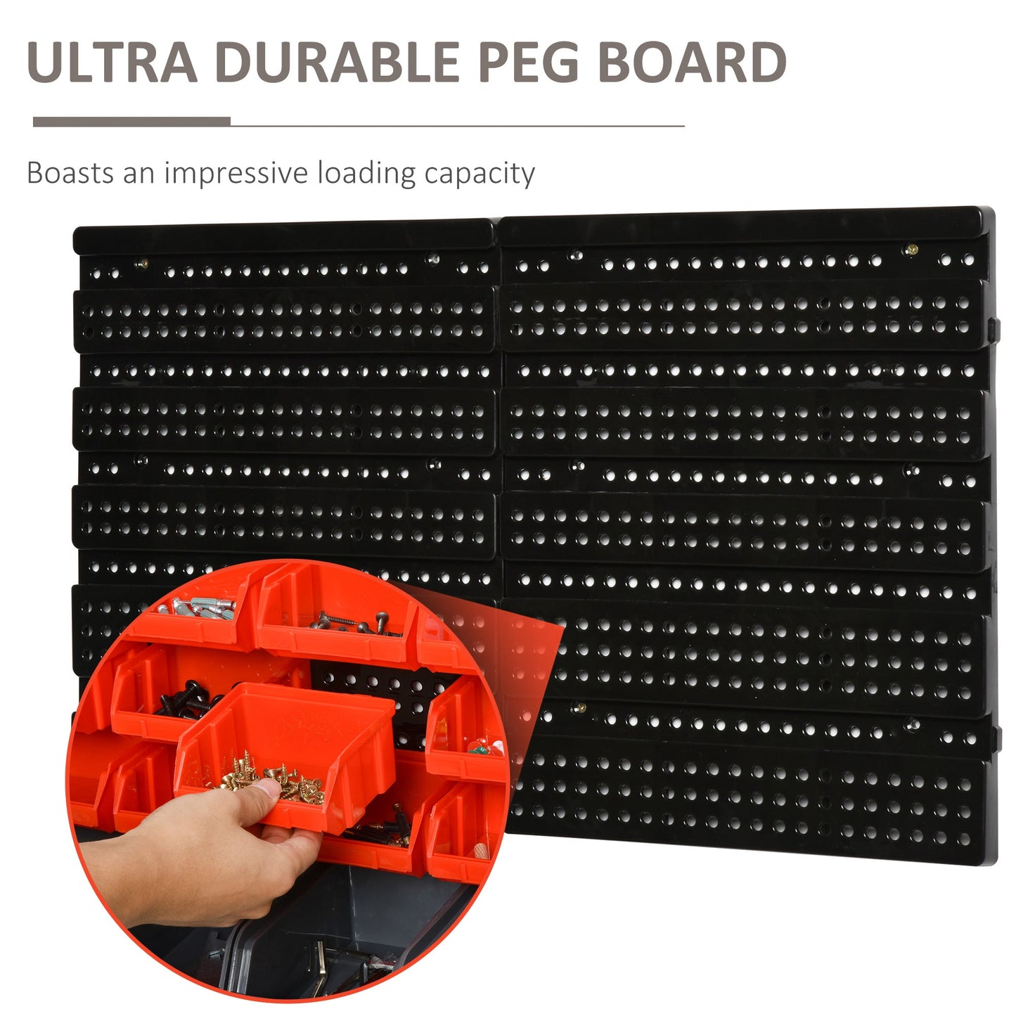 PP Wall Mounted 30-Compartment Tool Hardware Organiser Red/Grey