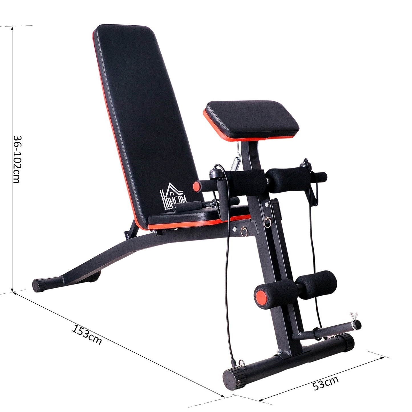 Foldable Exercise Bench, 6 Levels Adjustment-Black/Red