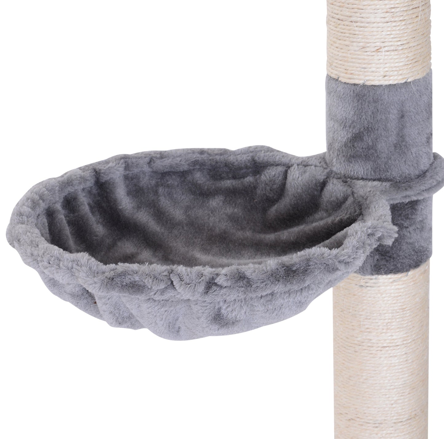 40L x 34W x 230-260H cm Cats Floor to Ceiling Scratching Post w/ 5-Tier Plush Leisure Platforms Grey
