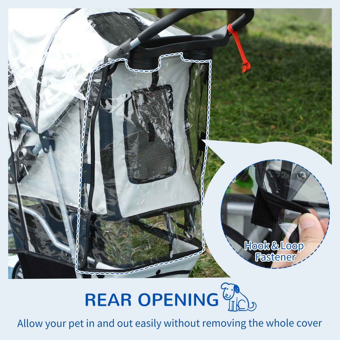 Dog Stroller Rain Cover, with Rear Entry