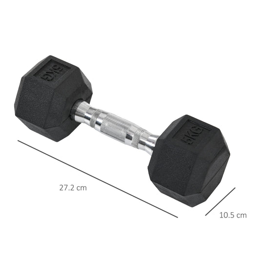 Rubber Dumbbell Sports Hex Weights Sets Home Gym Fitness Hexagonal Dumbbells Kit Weight Lifting Exercise (2 x 5kg) 2x5kg Ergo Workout Pair