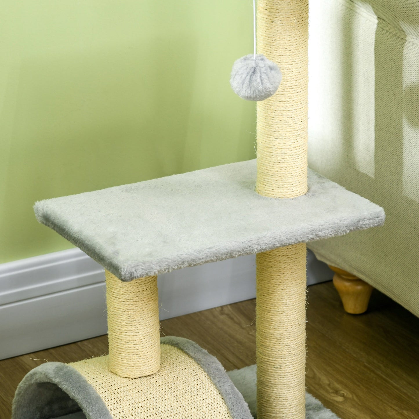 72cm Cat Tree with Scratching Post Pad for Indoor Cats Light Grey