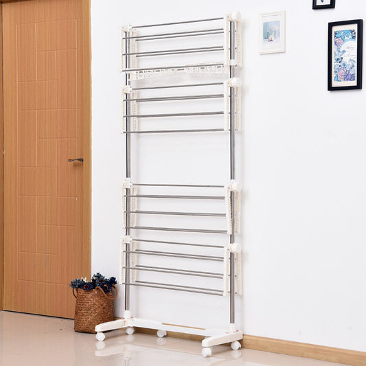 4 Layers Folding Cloth Hanger Stand-White/Silver